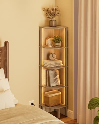 Modern 5 Tier Corner Bookshelf in Gray