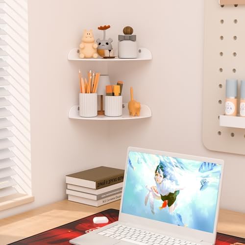 95x95 Inch Acrylic Corner Shelf Set of 2 White