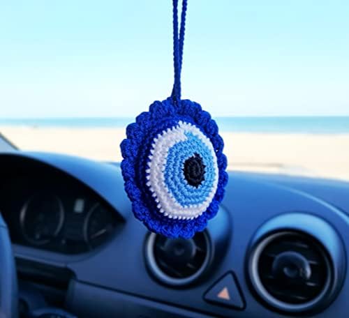 Evil Eye Keychain Crochet Car Decor Accessory