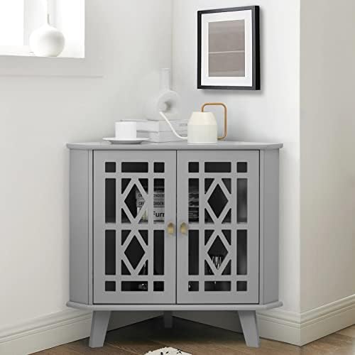 Scurrty 32 Inch Corner Shelf Stand - Grey