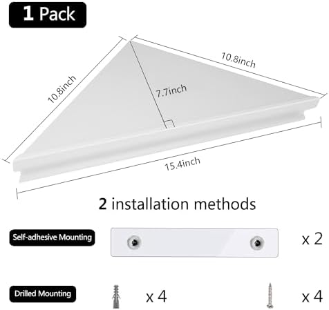 Evron Wall Mount Corner Shelf White 1 Pack