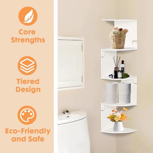 ShellKingdom 5 Tier Corner Shelf Wall Mount White
