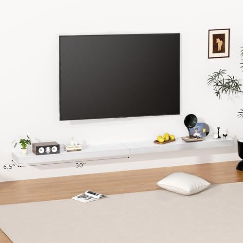 30 Inch Floating Shelves Set of 2 White Rustic Wood