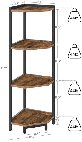 4-Tier Corner Bookshelf Stand with Metal Frame