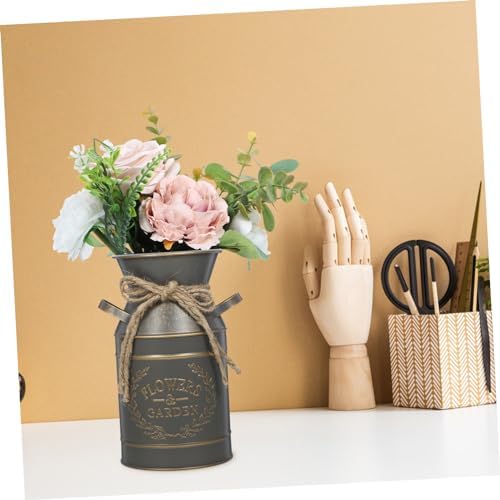 Rustic Galvanized Flower Bucket Planter for Home Office Decor