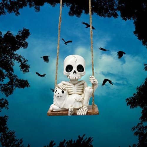 Halloween Skeleton Cat Swing Ornament - Spooky Decor