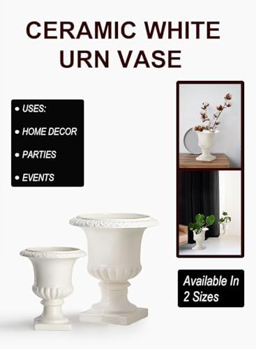 Serene Spaces Living Ceramic White Vase for Flowers 1025 In