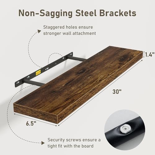 Fun Memories Rustic Floating Shelves Set of 3 30 Inch