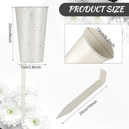 Uiifan 2 Pcs Metal Cemetery Vases with Stake