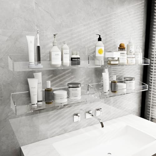 DigDozer Acrylic Wall Shelves 4PCS Clear Floating Storage