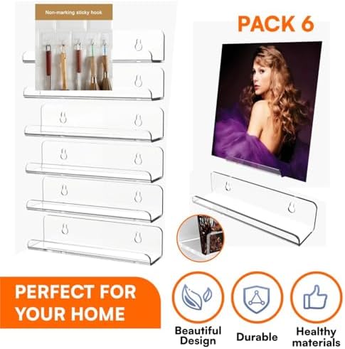Modern Clear Acrylic Floating Shelves for Wall