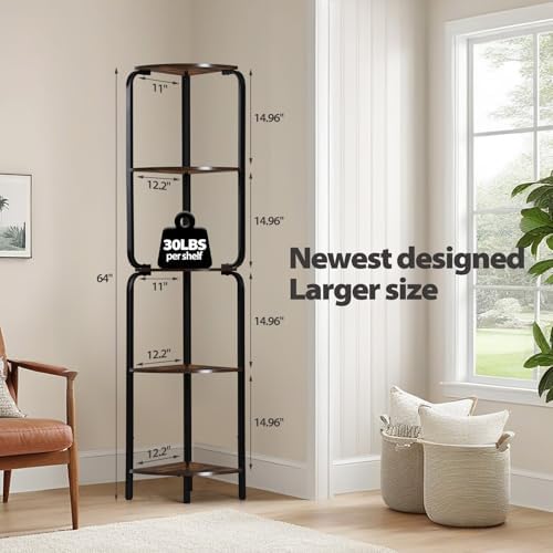 Modern 5 Tier Corner Shelf with LED Light