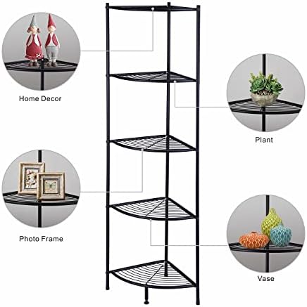 LH UNICO 5-Tier Corner Wire Shelving Unit Black