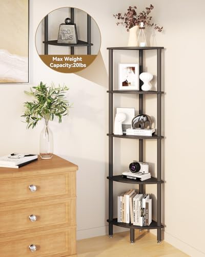 IBUYKE 5 Tier Corner Shelf Stand Black
