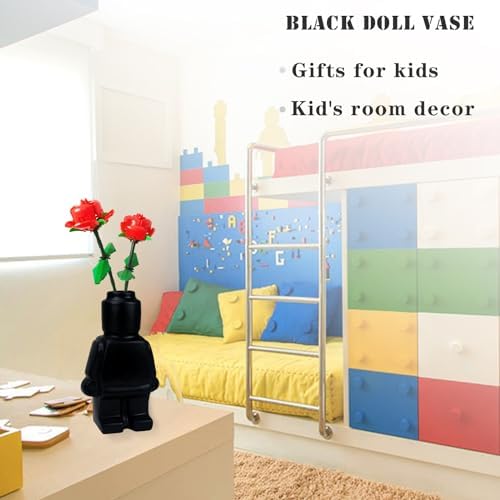 Cool Building Figures Vase for Flowers Black