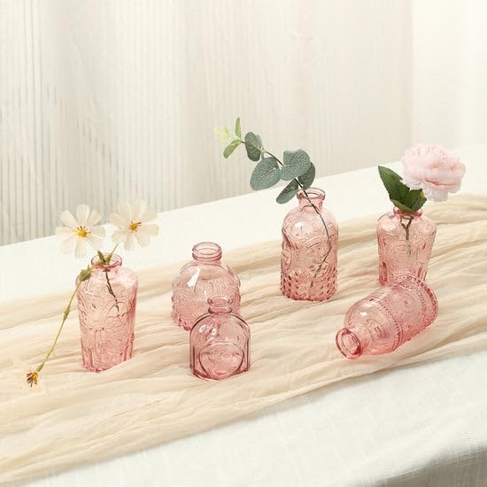 Efavormart Set of 6 Dusty Rose Glass Bud Vases