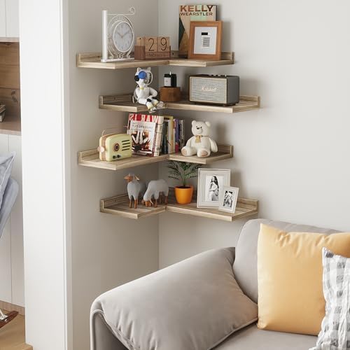 4 Tier Floating Corner Shelves Carbonized Black