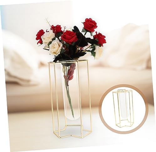 Minimalist Flower Vase with Iron Stand for Home and Office