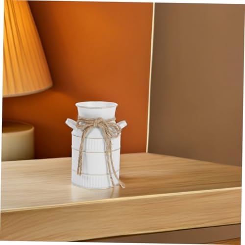 2pcs European Retro Iron Milk Jug Vase White Gray