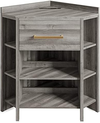BELLEZE Set of 2 Corner Cabinets with USB Chargers