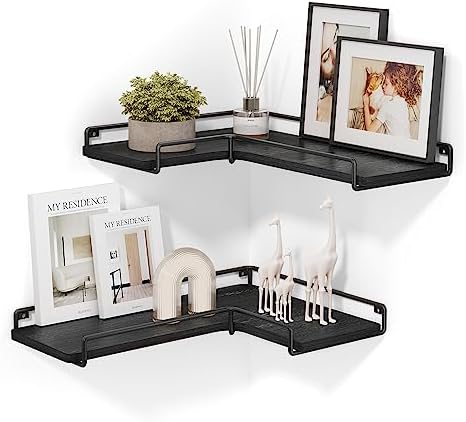 VASAGLE Corner Shelf Wall Mount Set of 2 Black