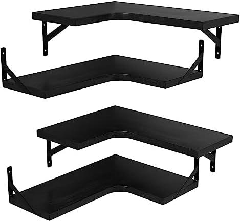 LEOPO Corner Floating Shelves Set of 4 Black