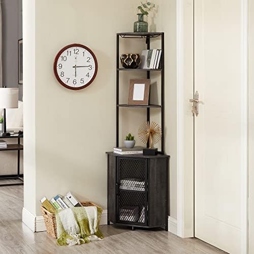 VECELO Corner Cabinet Tall Storage Shelf Bookshelf Display