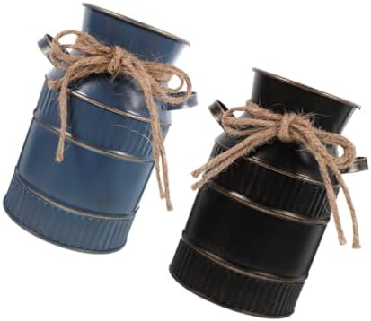 2pcs Rustic Galvanized Pitcher Vase for Home Decor