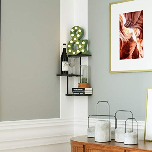Love-KANKEI 3 Tier Corner Shelf Wall Mount Black
