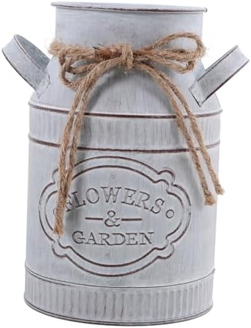 Rustic Galvanized Milk Can Vase for Home Decor