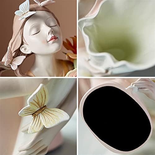 Artificial Flower Vase Butterfly Girl Home Decor Sculpture