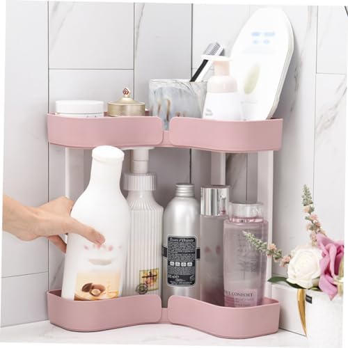 PRETYZOOM 2-Tier Bathroom Countertop Organizer Corner Shelf Rack