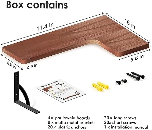 Canupdog Corner Floating Shelf 4 Tier Wall Mount Red