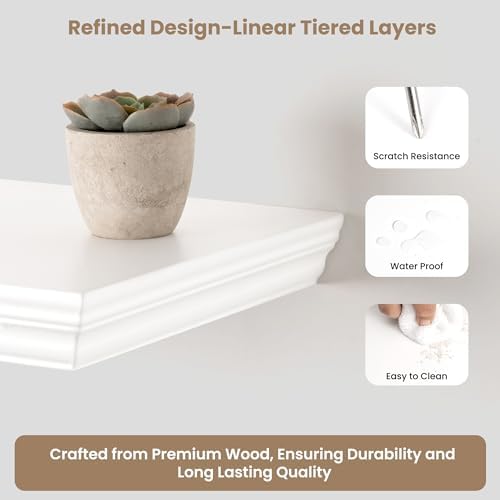 Axeman 48 Inch Floating Shelf with Crown Molding White
