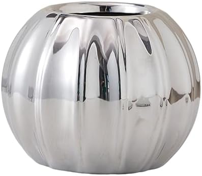 Halloween Pumpkin Ceramic Vase with Silver Finish