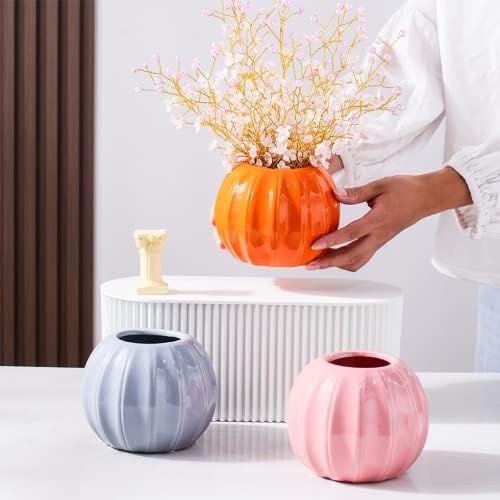 WAIT FLY Creative Pumpkin Ceramic Vase for Flowers