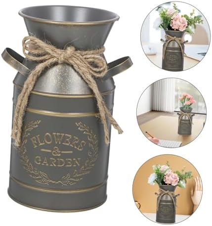 Rustic Galvanized Flower Bucket Planter for Home Office Decor