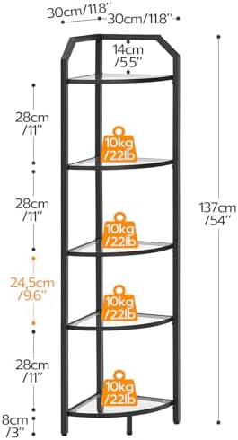 HOOBRO 5-Tier Corner Shelf Stand Black BK15CJ01