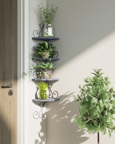 Alsonerbay 4 Tier Floating Corner Wood Shelves in Cat Shape