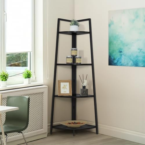 CAPHAUS 4-Tier Corner Shelf Stand Black