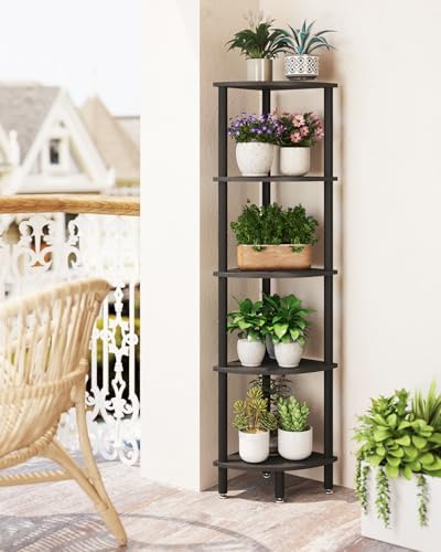 IBUYKE 5 Tier Corner Shelf Stand Black