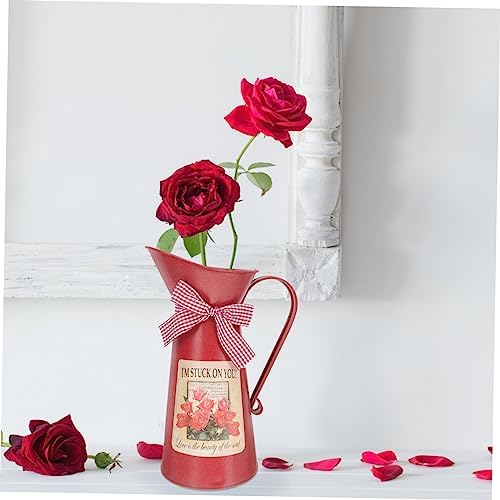 Rustic Metal Flower Bucket Vase for Home Decor