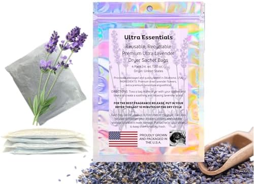 Ultra Essentials Lavender Sachets Fresh Natural Fragrance 4 Pack