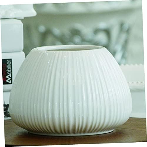 Vertical Striped Ceramic Flower Vase for Tabletop Decor