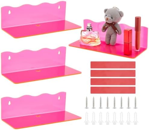 Pink Floating Shelves 4 Sets Wall Mounted Display