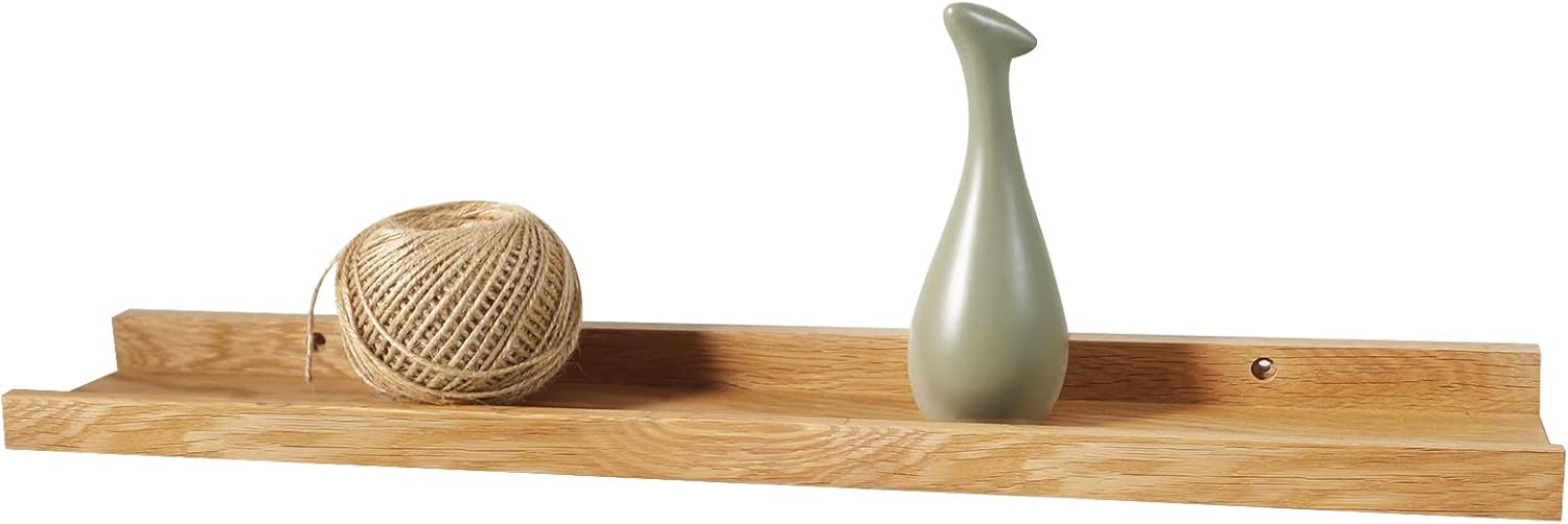 24 Inch Floating Shelf Natural Solid Oak Wood