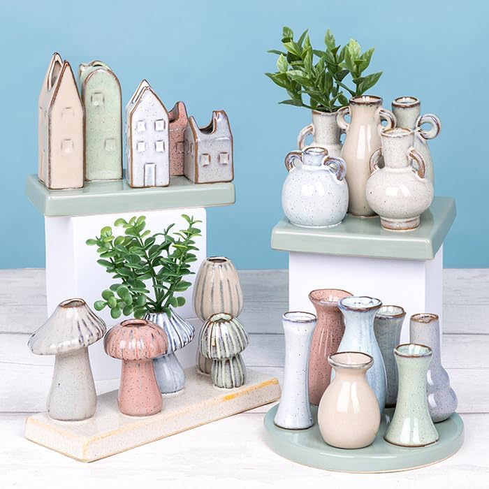 Petite Pottery Pastel Tones Mini Vases Collection Square