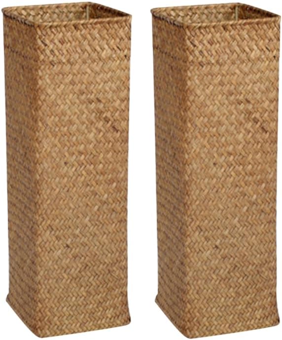 PRETYZOOM 2pcs Woven Flower Vase for Home Office Decor