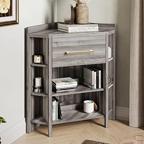 BELLEZE Set of 2 Corner Cabinets with USB Chargers