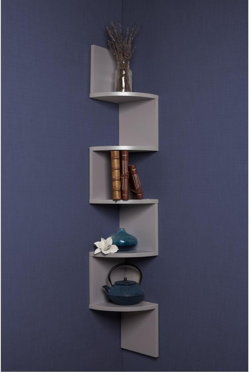 Danya B 5-Tier Corner Wall Shelving Unit Gray